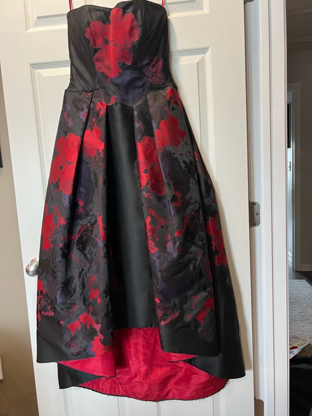 Alex Teih Couture - Black and Red Floral High-Low Dress